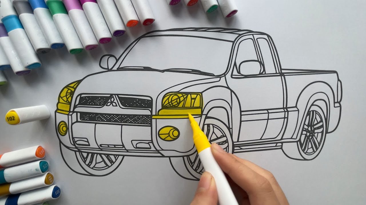 Как раскрасить пикап Mitsubishi (раскраски для детей)