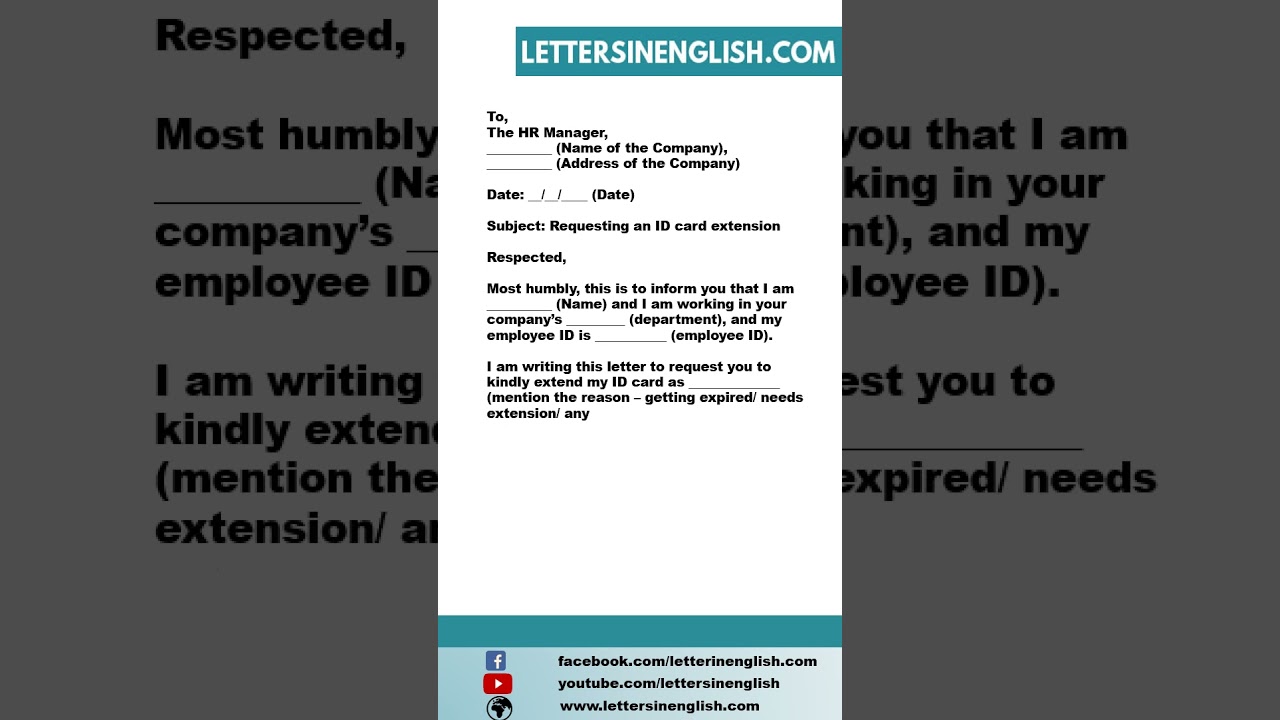 Request Letter for ID Card Extension - Sample Letter Requesting ID Card Extension