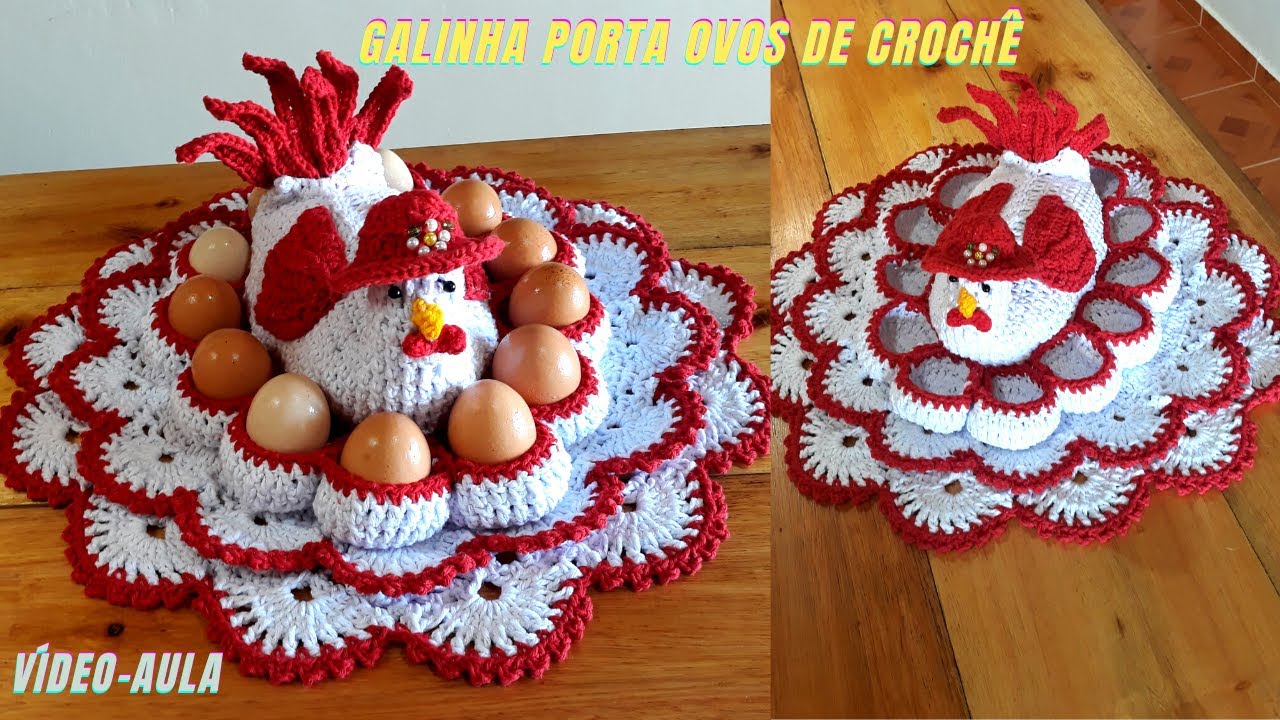 GALINHA PORTA OVOS DE CROCHÊ VERSÃO CANHOTO / Vídeo-aula completa