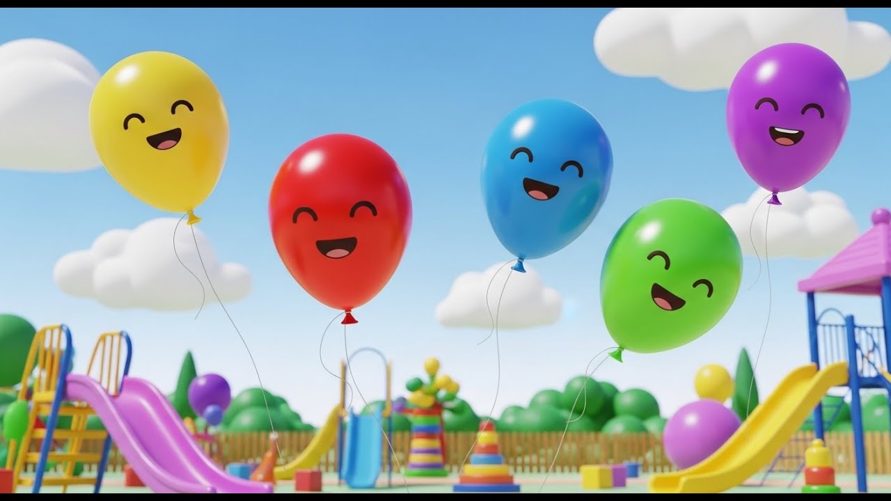 Five Little Toy Balloons Drift Drift Drift | Colors & Counting Song