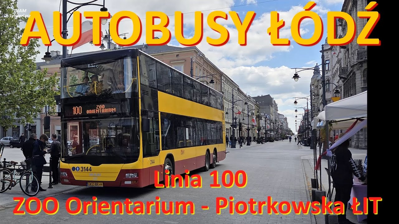 Autobusy Łódź. Linia 100 ZOO Orientarium - Piotrkowska ŁIT./Bus ride on line 100 in Łódź (Poland).