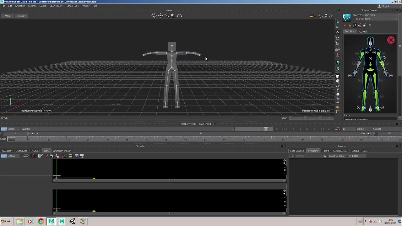 Characterizing a Character in   MotionBuilder