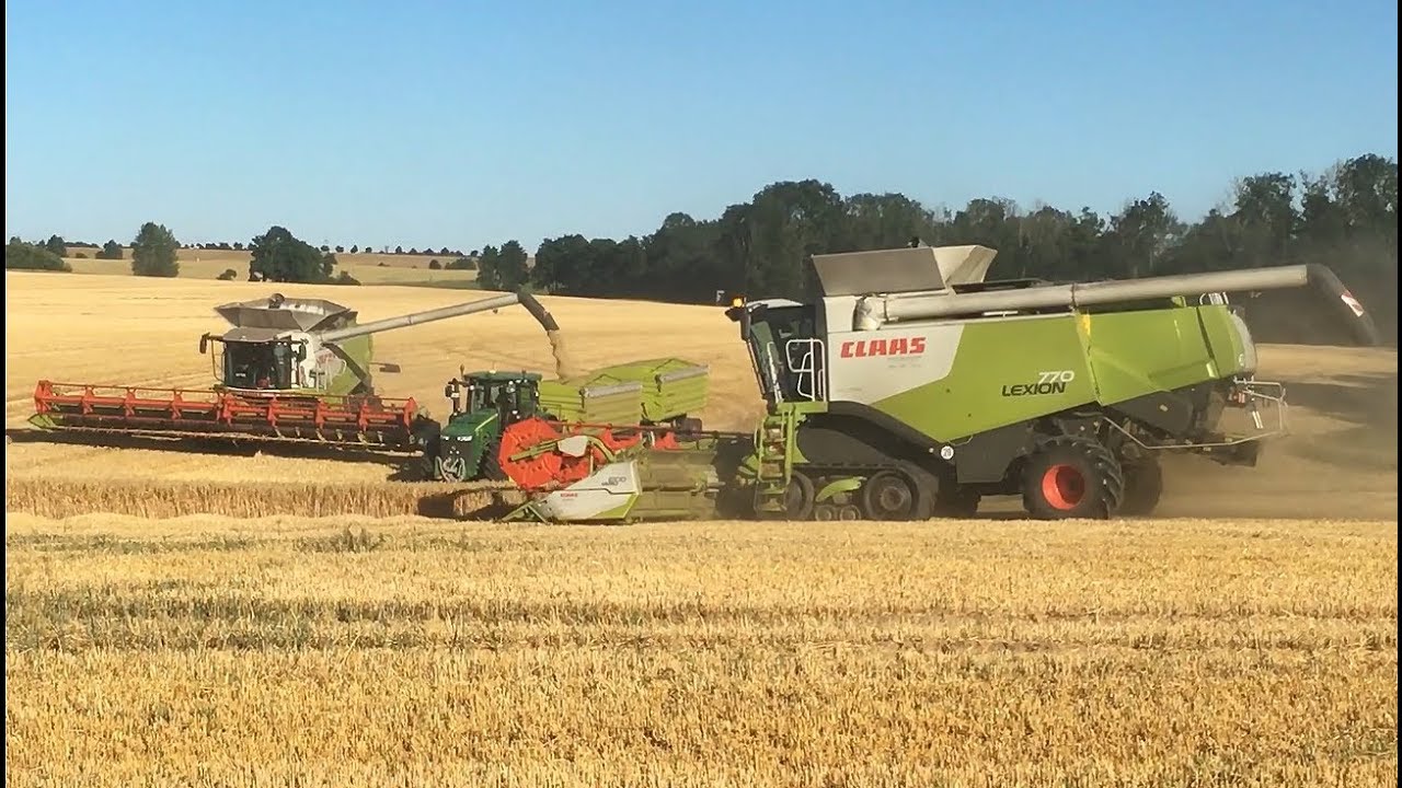 Getreideernte 2018 • Gerste 2018 • Harvest 2018 • Moisson 2018 • 2 Claas Lexion 770 • John Deere 1/2