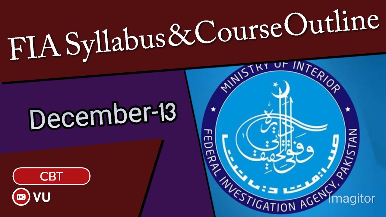 Syllabus for FIA Jobs|VU CBT|Tests Starting from 13 December 2021|Assistant FIA|Sub Inspector
