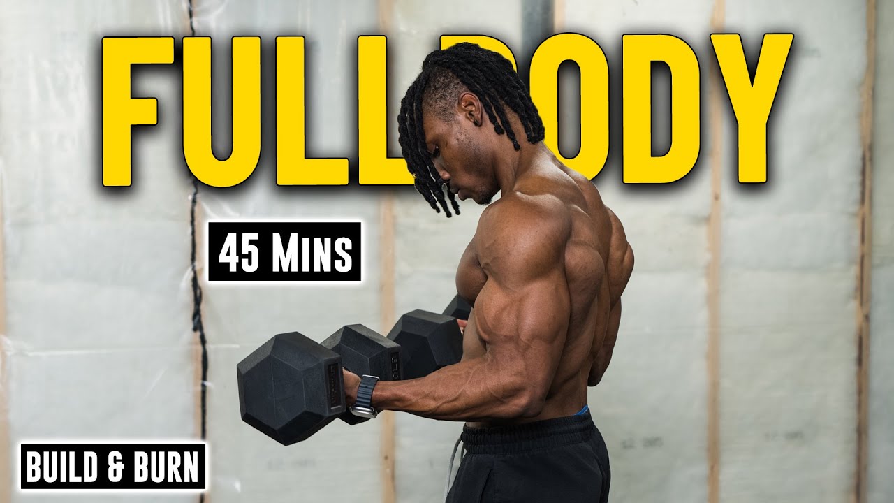 45 Mins Full body Workout (No Bench) | Dumbbell Build & Burn 24