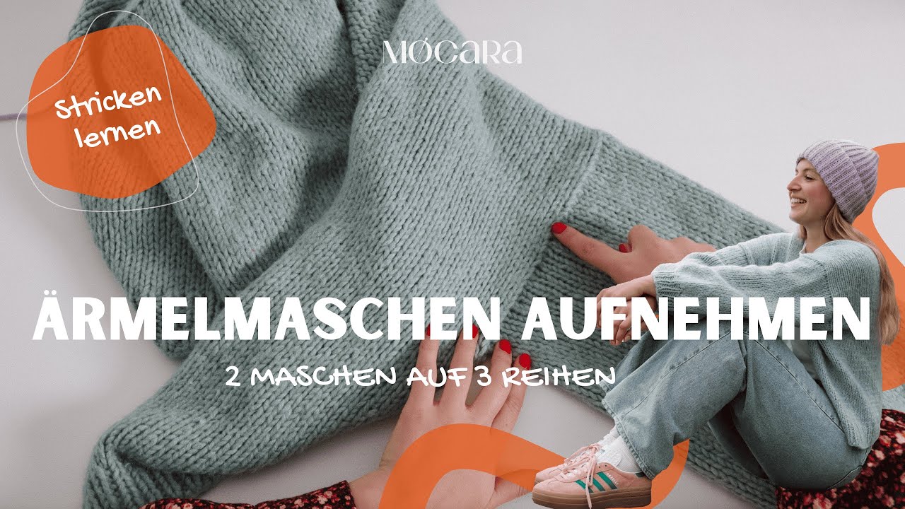 Ärmelmaschen aufnehmen - 2 Maschen auf 3 Reihen