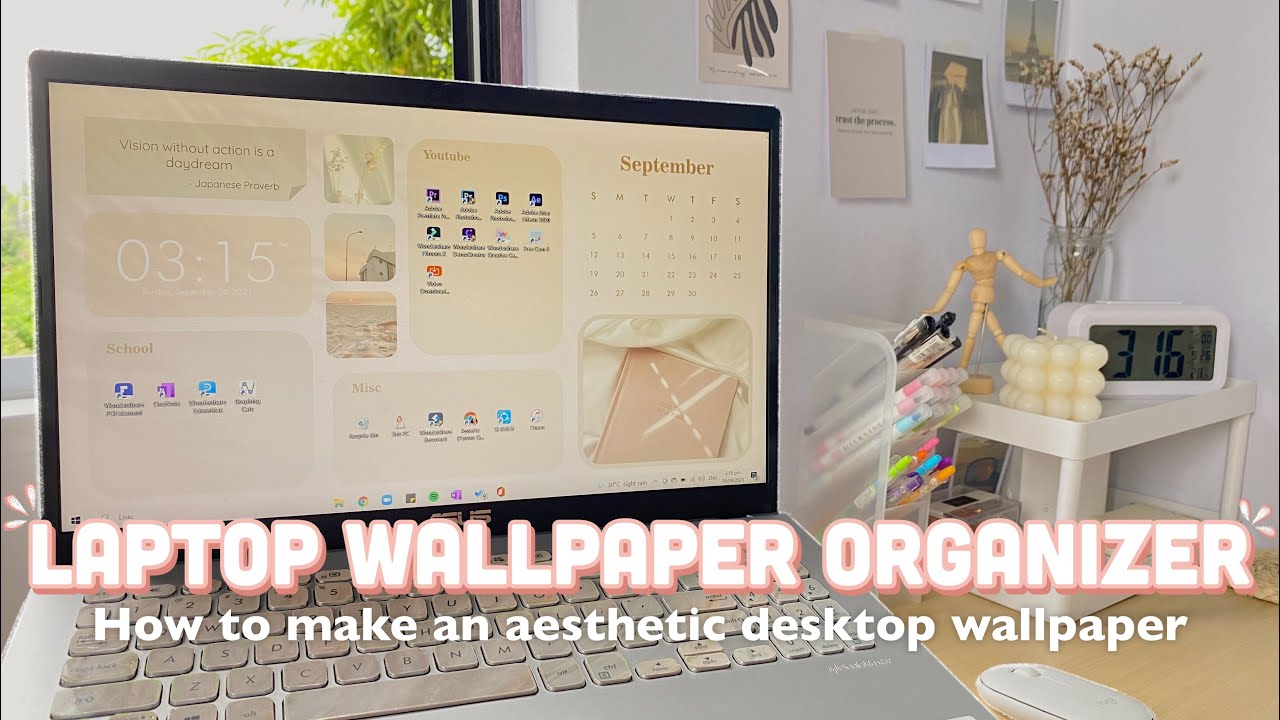 HOW TO MAKE A LAPTOP WALLPAPER ORGANIZER l Aesthetic desktop wallpaper organizer ft. Filmora
