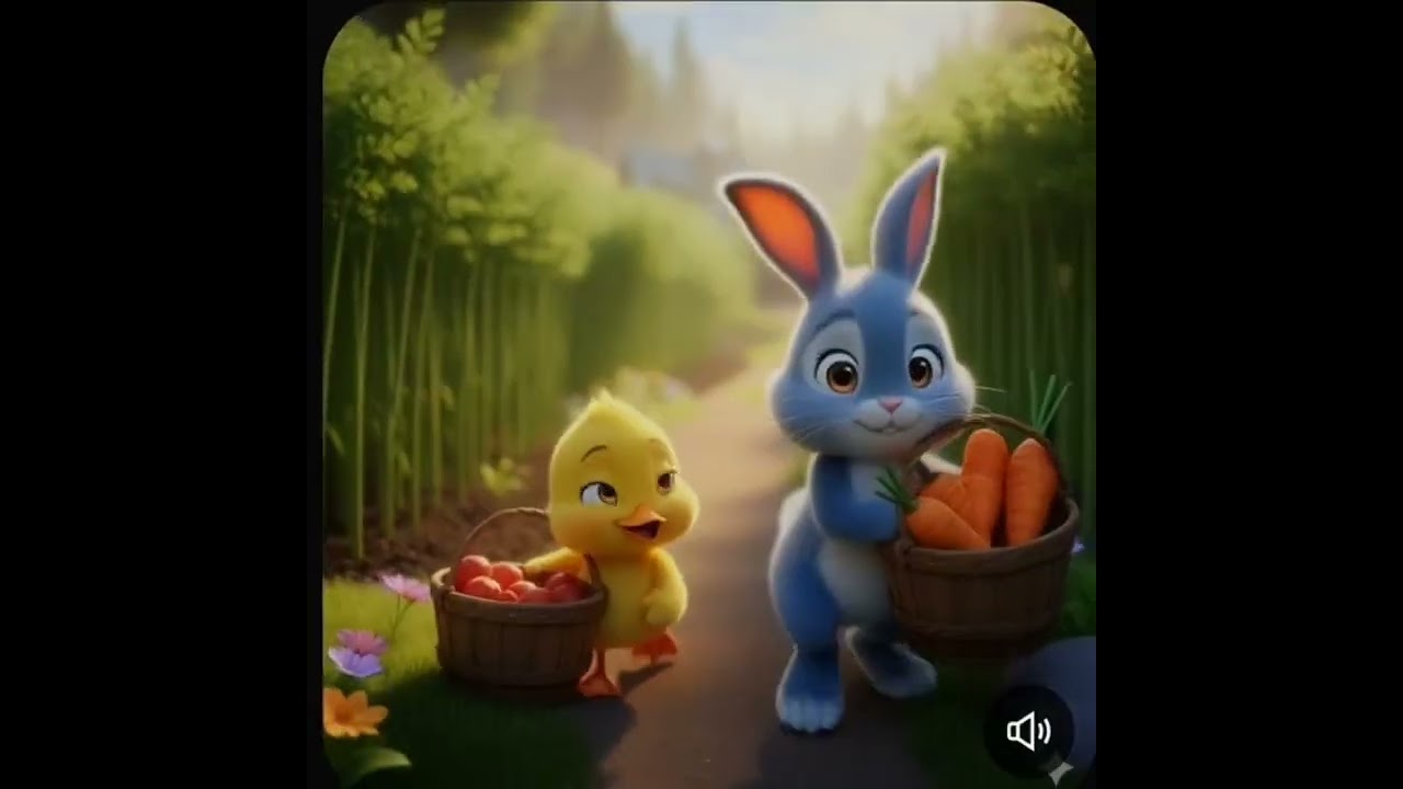 A lonely duckling found a bunny friend 