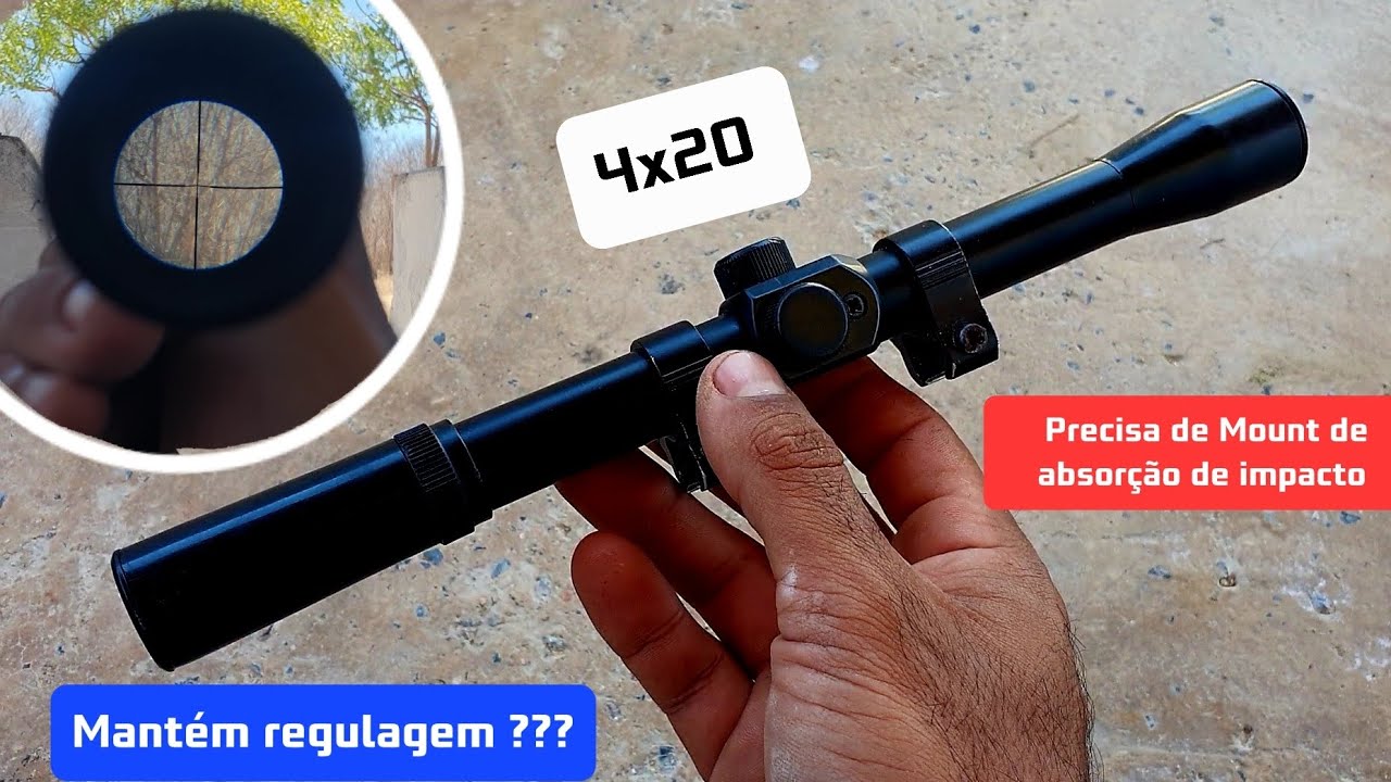 Luneta 4x20 Aguenta Sem Mount de absorção de impacto - Regulagem é boa !! ????