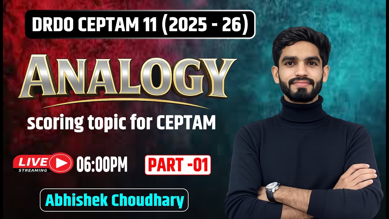 Score 40/40 in Reasoning! 🏆 Day 34 : Analogy Test | Abhishek Choudhary #drdoceptam11 #rrbje2026
