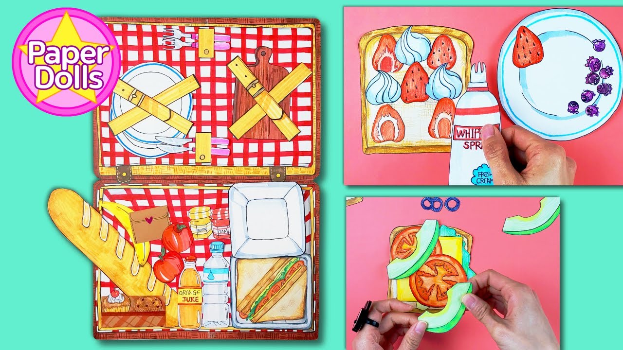 DIY PAPER DOLLHOUSE  PICNIC QUIET BOOK / HOW TO MAKE  SANDWICH