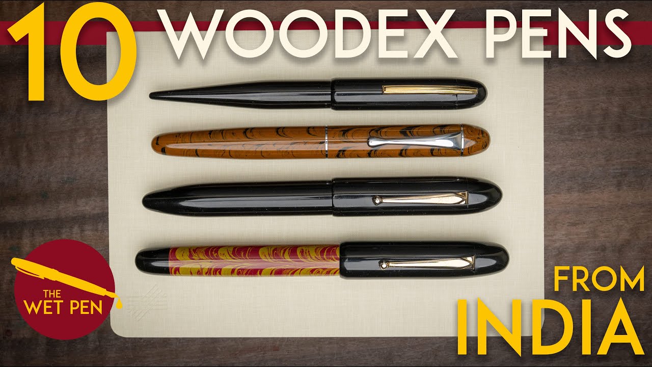 Ten Woodex Fountain Pens : Ebonite  Pens, Large and Small from India