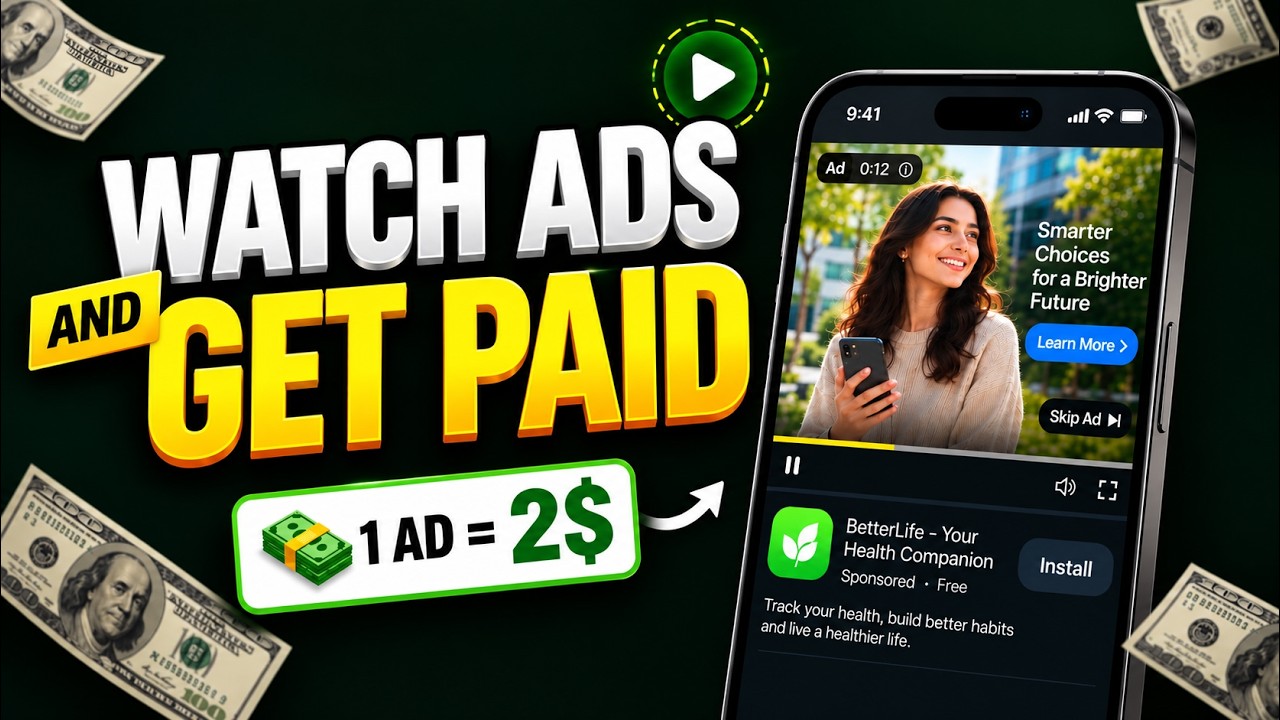 Watch Ads & Earn Money 💵 | 1 Ad = $2 | Withdrawal Proof | No Investment