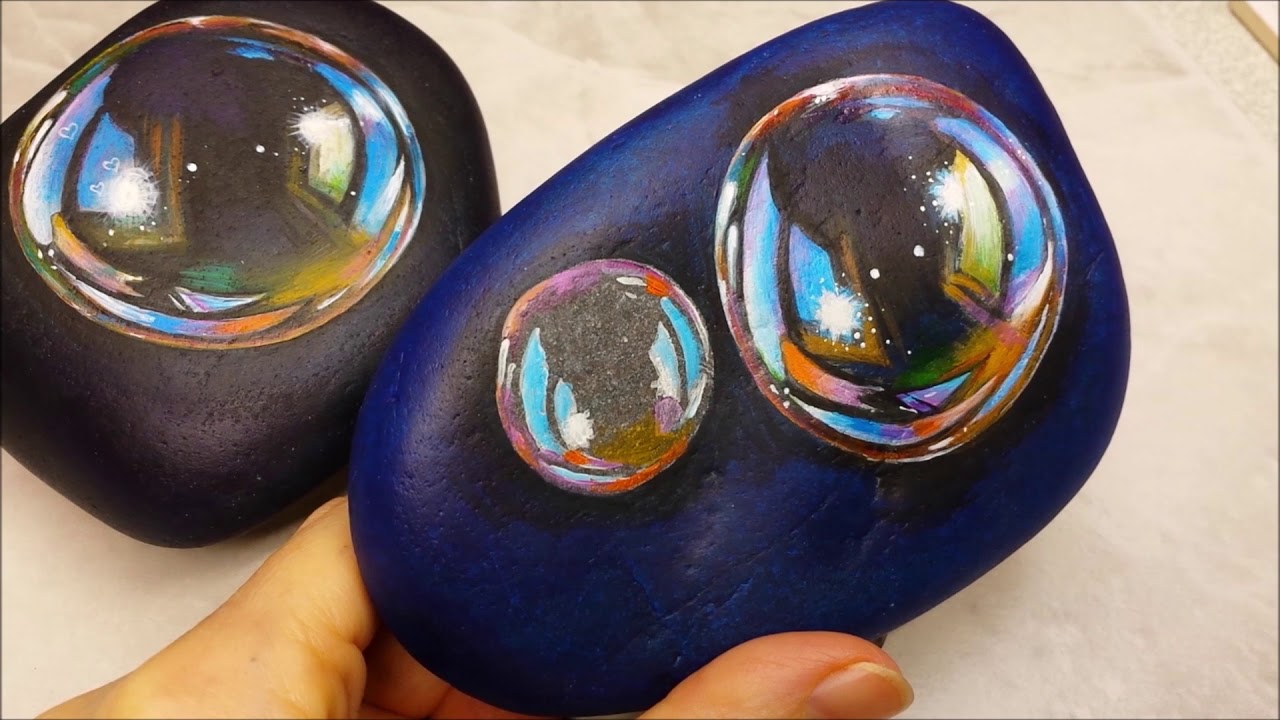Seifenblasen malen //mit Acrylfarben auf Stein | Marion Kaiser