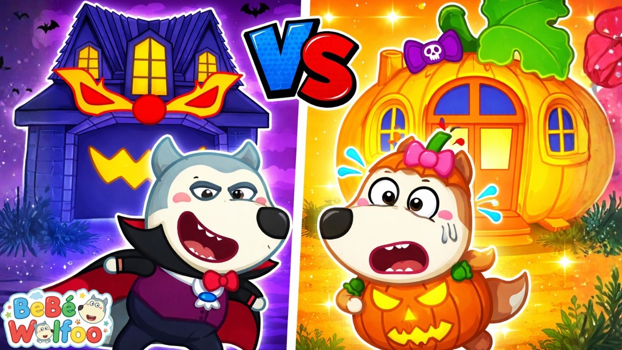Bebé Wolfoo | Casa aterradora vs casa de calabaza | Dibujos animados para niños