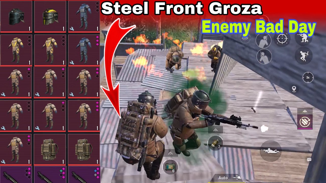 Steel Front Groza Gameplay- King of Groza Back Solo Vs Squad Metro royale advance mode