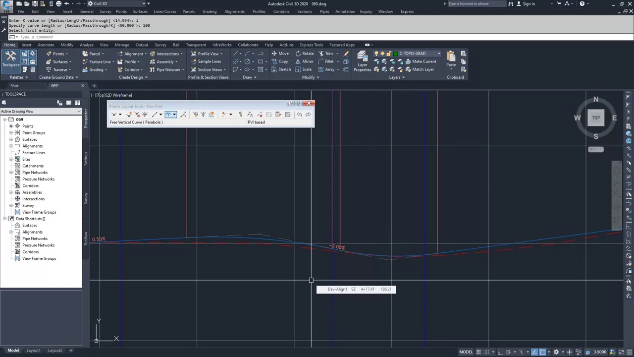 How to Add a vertical curve of Alignments and Profiles in AutoCAD Autodesk
