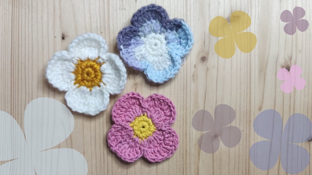 How to crochet flower with 4 petals