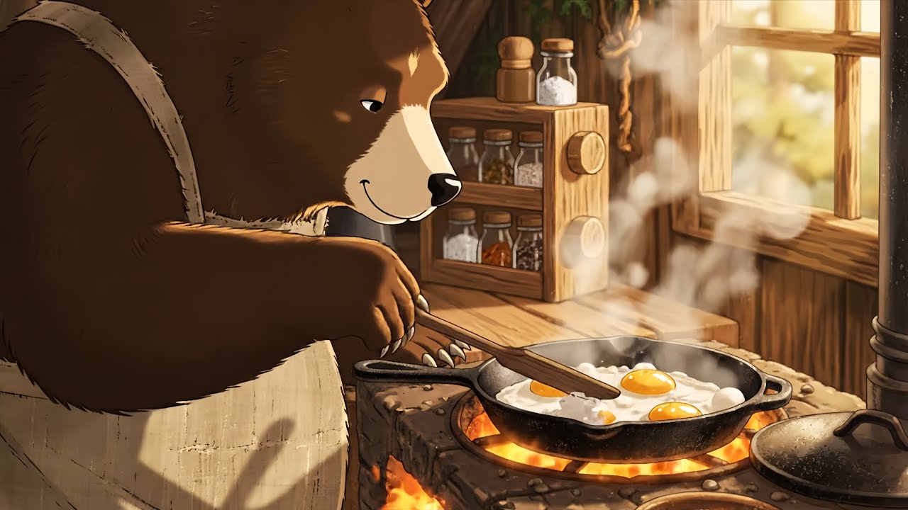 Poor mother bear, Living alone | ASMR | Animation Animal | Ghibli Style 🌿🌧️✨