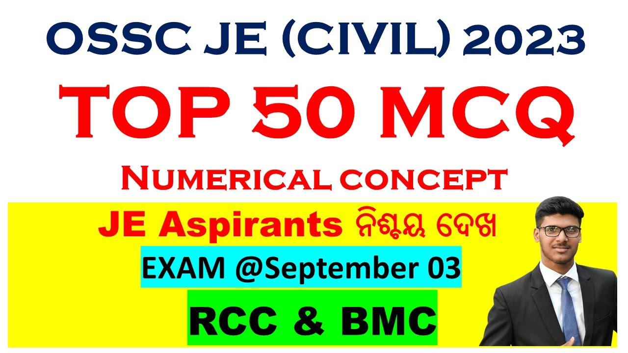 TOP 50 MCQ Numerical Concept OSSC JE(CIVIL)Mains EXAM#osscje #sscje2023 #mocktest #civilengineering