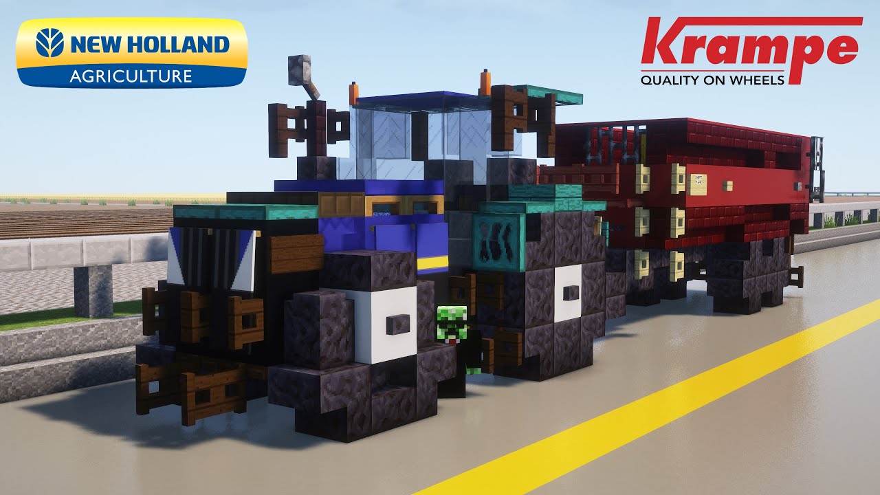 Minecraft New Holland T8 Tractor & Krampe Kipper Big Body 650 Tipper Tutorial