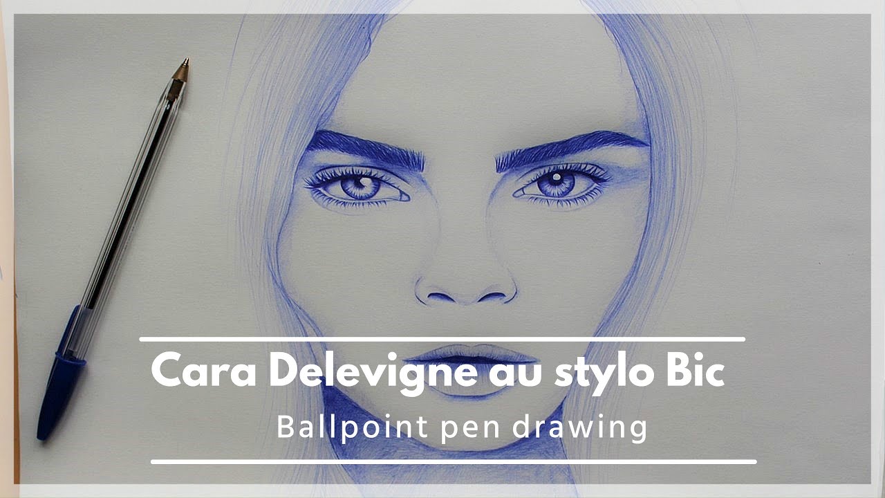 Dessiner Cara Delevigne au stylo Bic | Ballpoint pen drawing