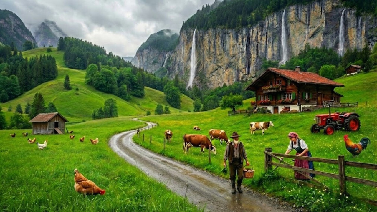 Switzerland Paradise on Earth – Rainy Heaven in Swiss Villages Countryside