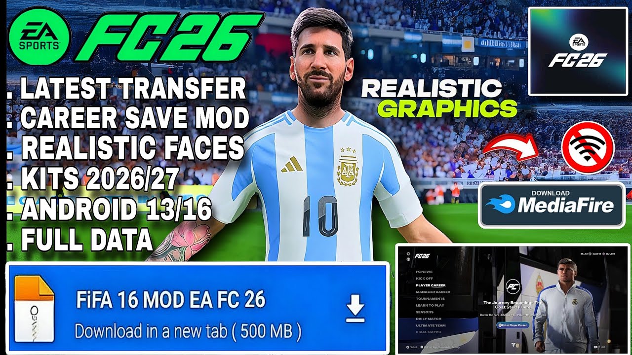 ОБНОВЛЕНИЕ 2026! FIFA 16 MOD EA FC 26 Android Offline | Режим карьеры + Все турниры HD графика