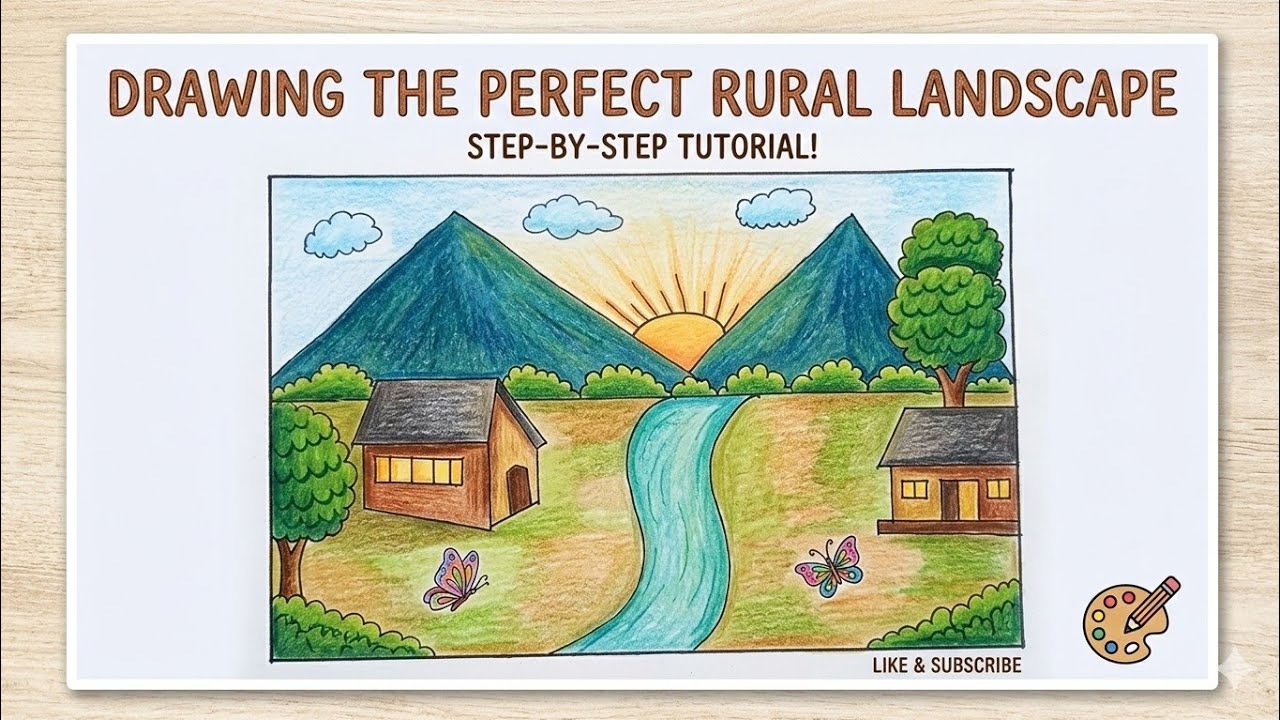 ​How to Draw a Beautiful House Scenery for Beginners | Step-by-Step Tutorial​