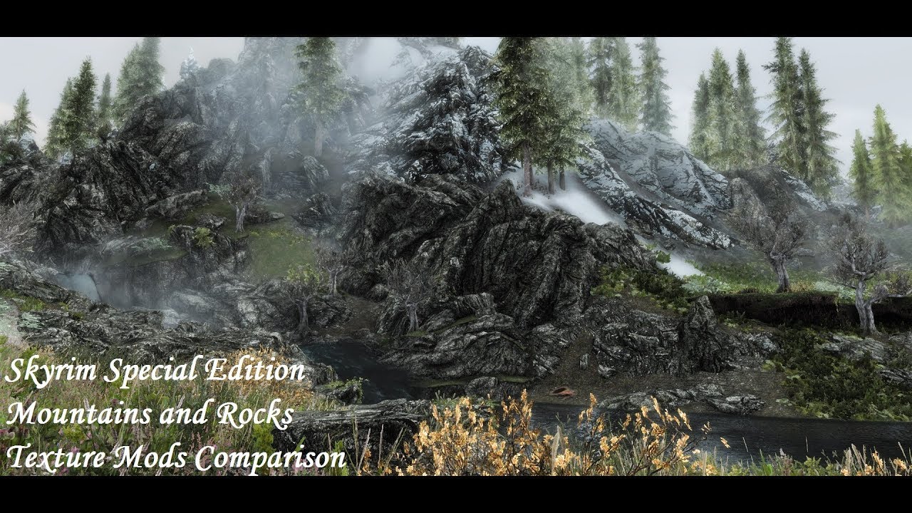 Skyrim SE - Mountains & Rocks Texture Mods Comparison