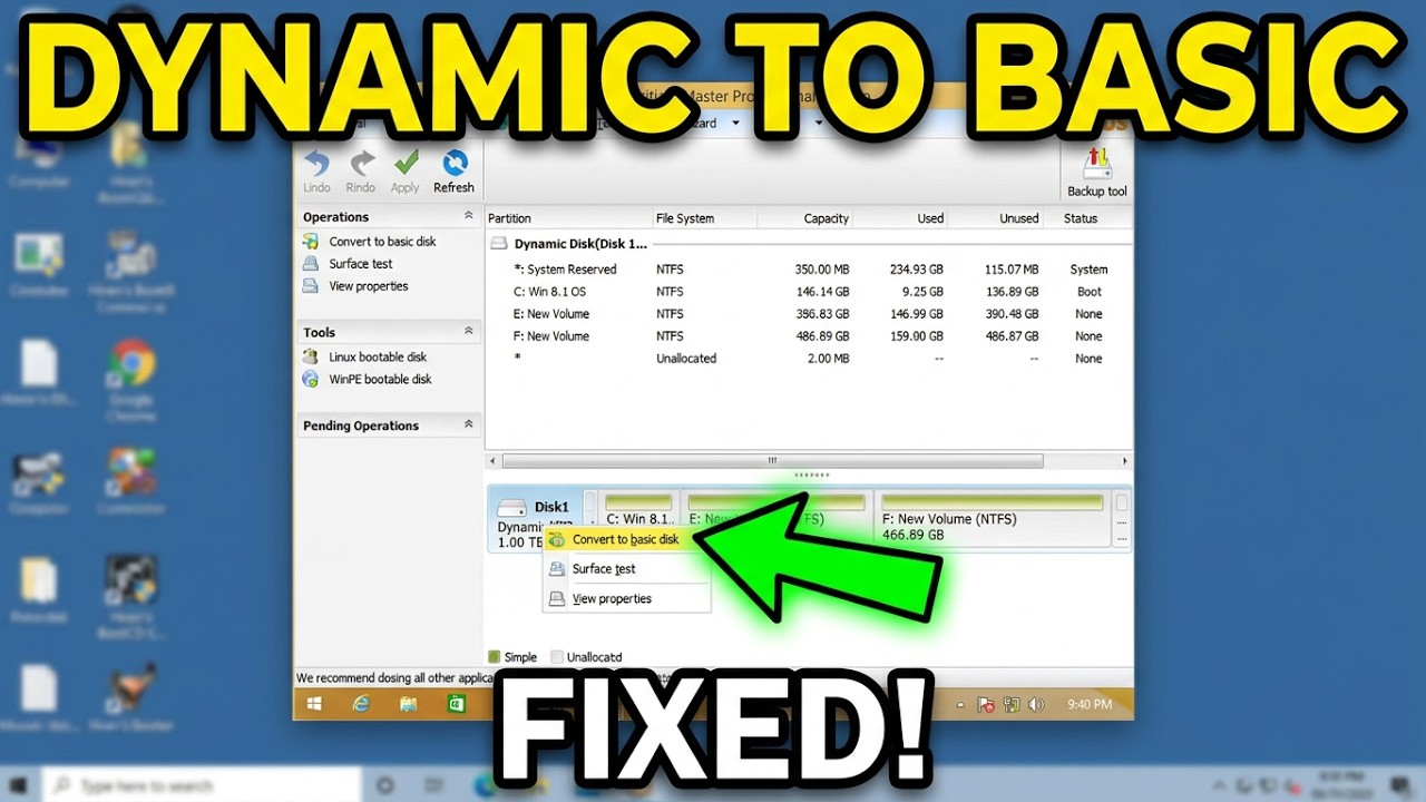 💻😃🔥डायनेमिक ड्राइव को बेसिक में बदलें: हिरेन बूट सीडी विधि | hiren boot cd hard disk repair💻🖥️🔥