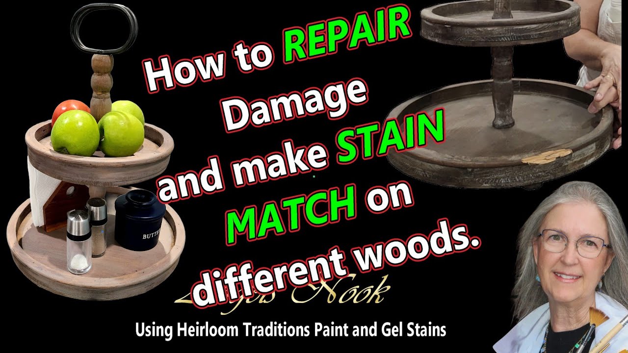 Invisible Wood Repair & Lazy Susan Upgrade | Pro Gel Stain Match with Heirloom Traditions Paint
