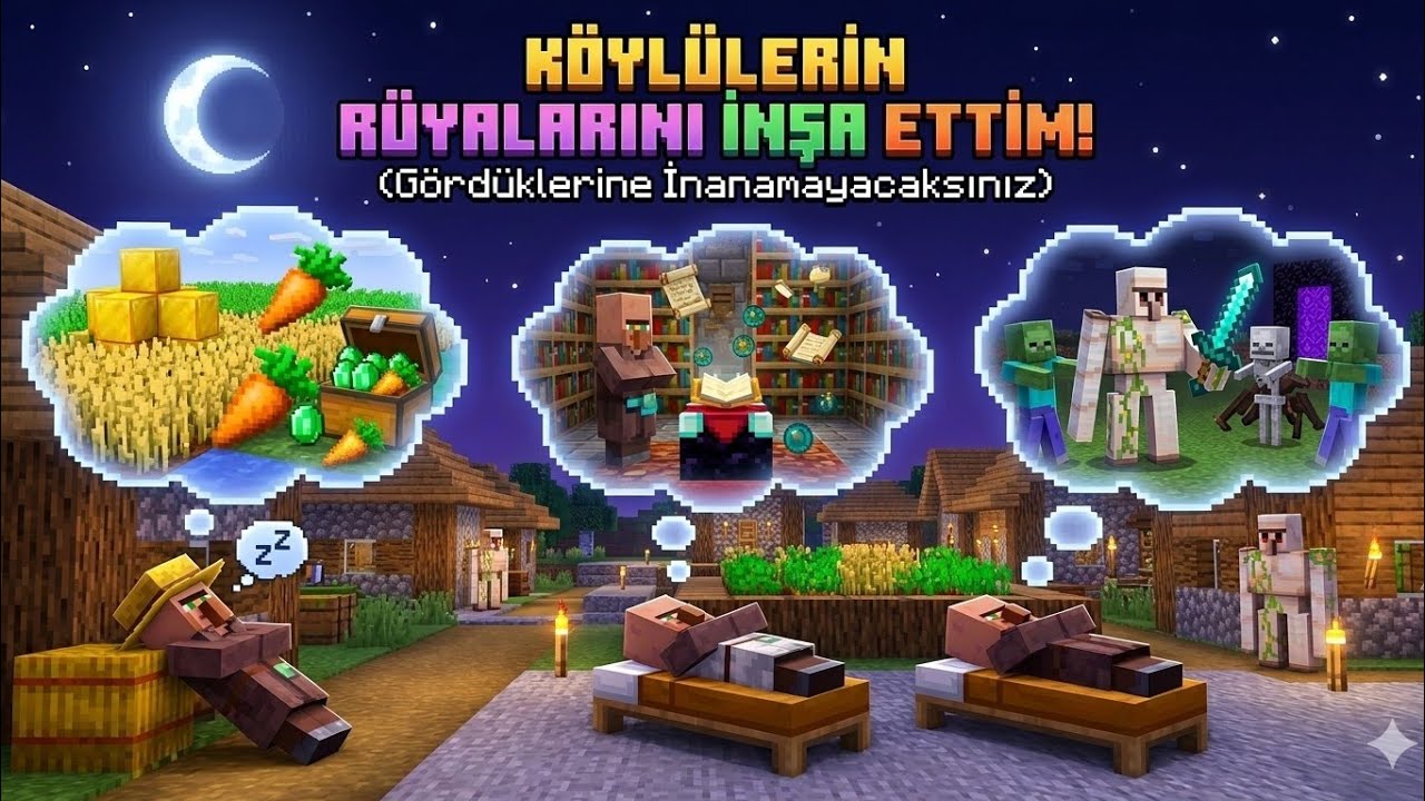 KÖYLÜLERİN RÜYALARINI İNŞA ETTİM! (Gördüklerine İnanamayacaksınız) - Minecraft
