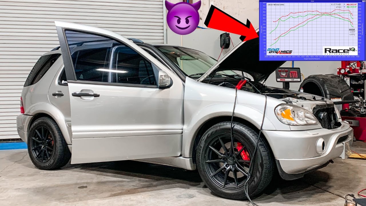 21-летний AMG получает настройку ЭБУ Stage 1 + хлопки и звуки от RaceIQ Performance Mercedes ML55!!