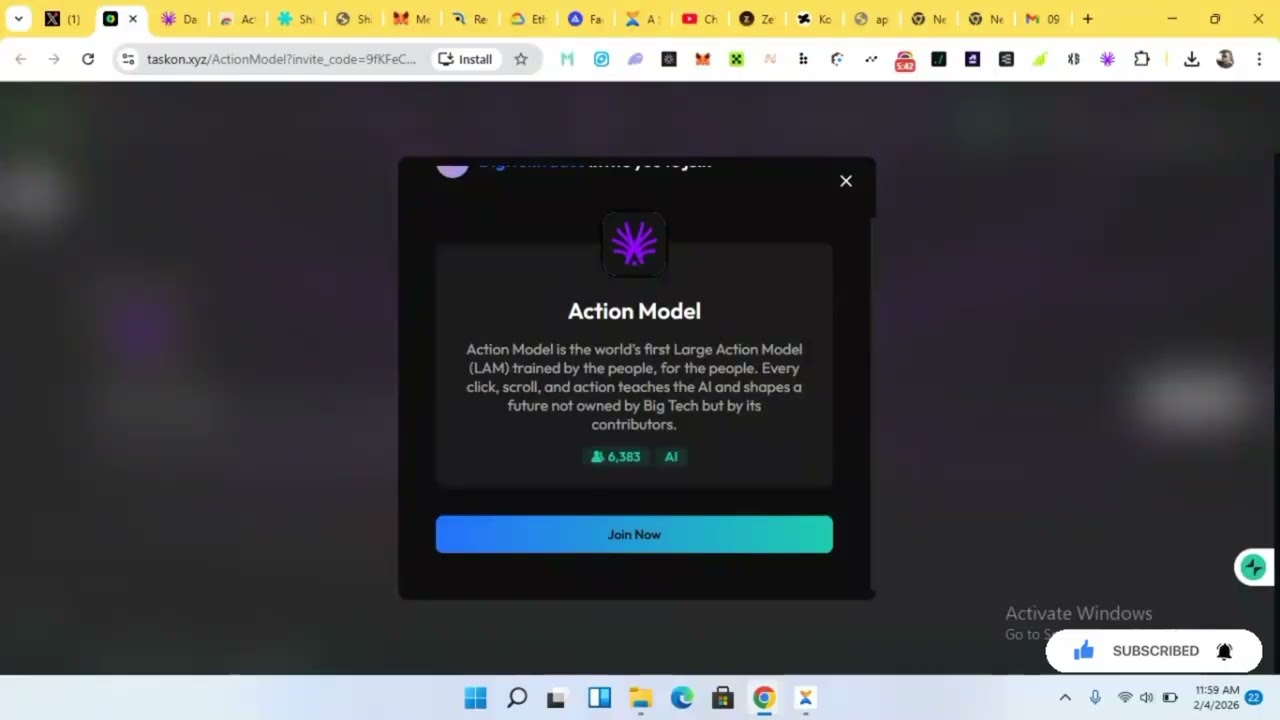Earn LAM tokens for completing simple tasks on Action Model AI 