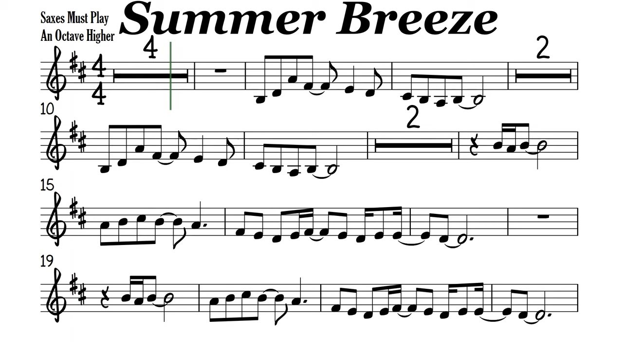Summer Breeze Tenor Soprano Clarinet Trumpet Sheet Music Backing Track Play Along Partitura
