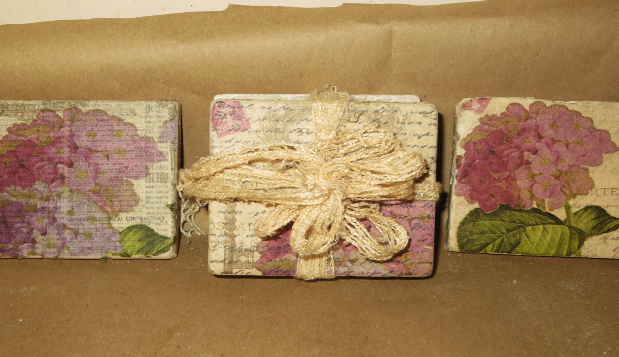 DIY Decoupage Romantic Coasters Hydrangeas