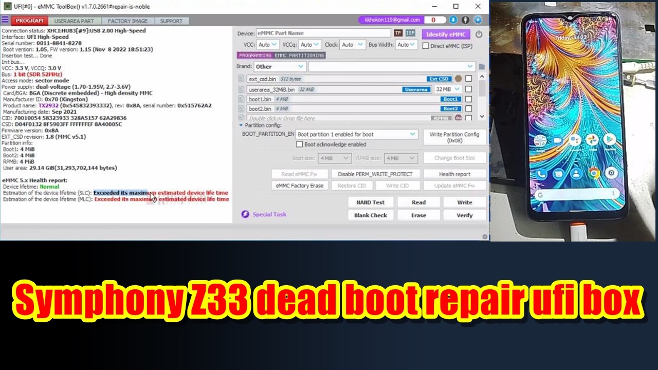 Symphony Z33 dead boot repair ufi box || Symphony Z33 hanglogo flash but not fix hanglogo