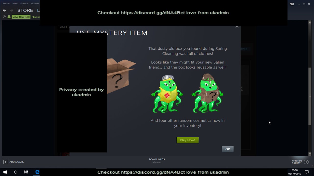 Steam Mystery Item Unboxing Steam Inventory Surprise ( Spring Clean 2018 ) 1920 x 1080p HD PC 4K