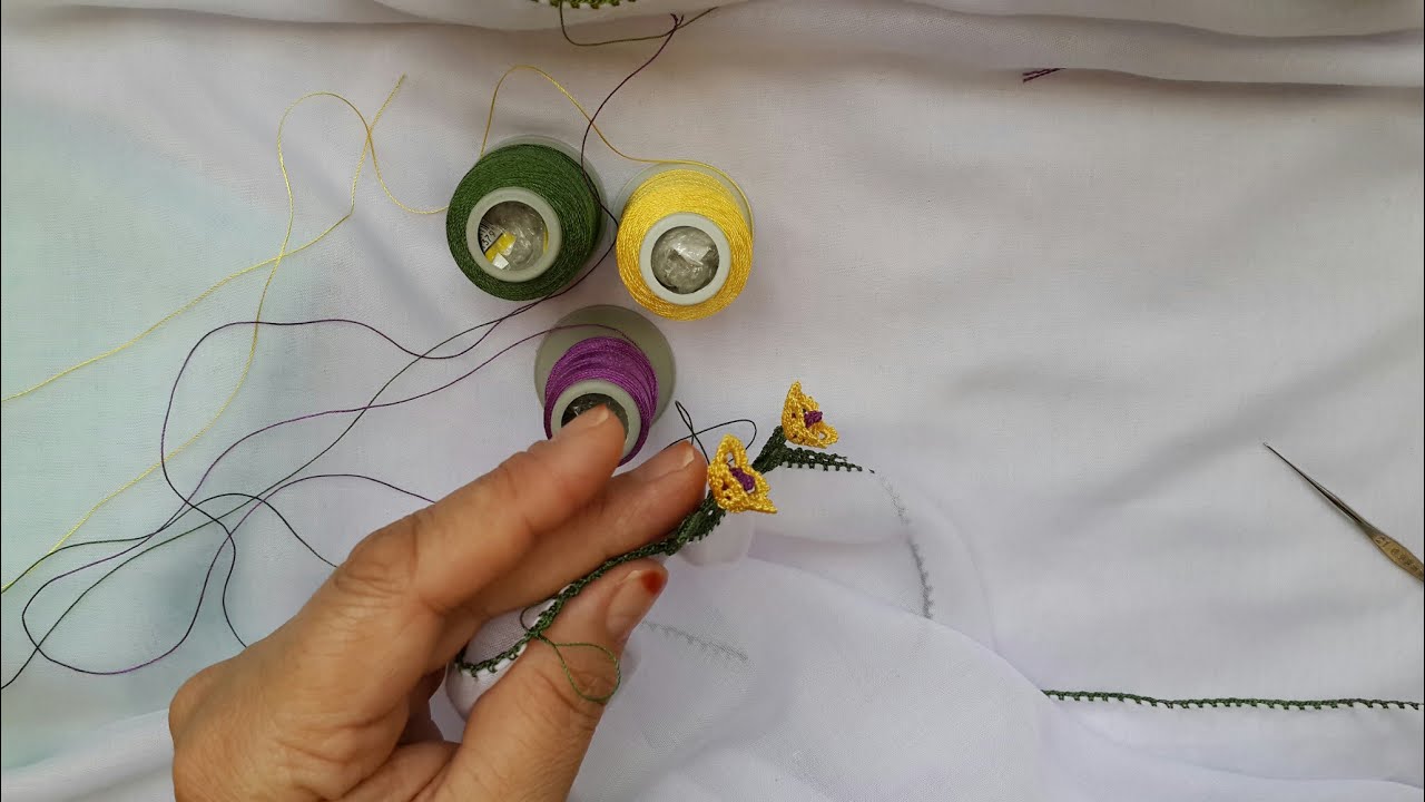 507-😉İğneden çevirme zil çiçeği tsm tığ oyası modelleri tığ oyası örnekleri yapımı