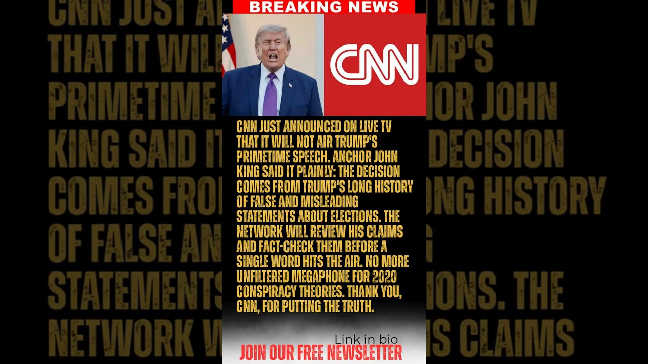 BREAKING: CNN Refuses to Air Trump's Primetime Election Lie Speech Live