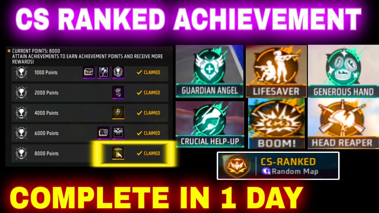 How to Complete cs all achievement in 1 day || Freefire Achievement mission new trick 2024
