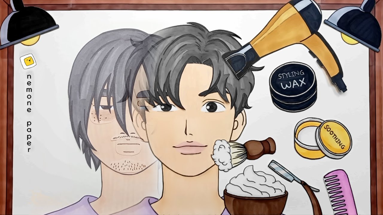 [💸paperdiy💸]make up change💄asmr 실연극복! Make over Cosmetics 메이크업 Barber Shop🔇No music 종이놀이