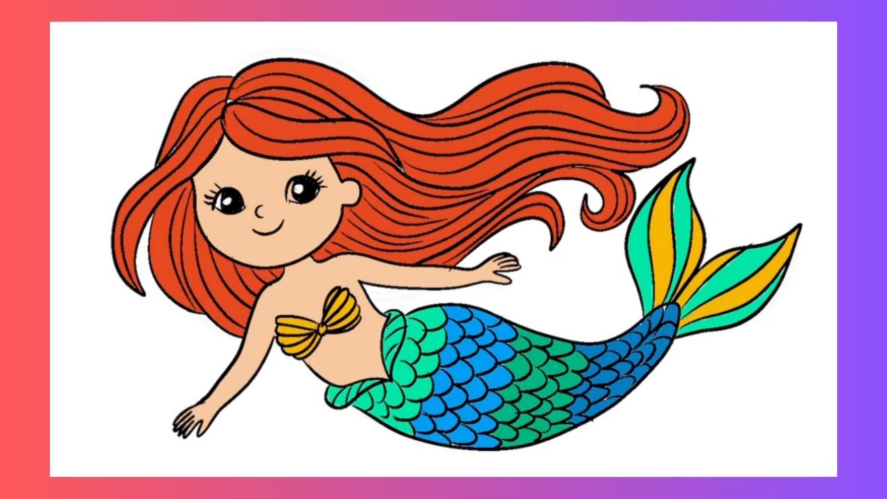 🧜‍♀️  ⭐ How to Draw a Cute Mermaid | Easy Kawaii Mermaid Drawing for Kids