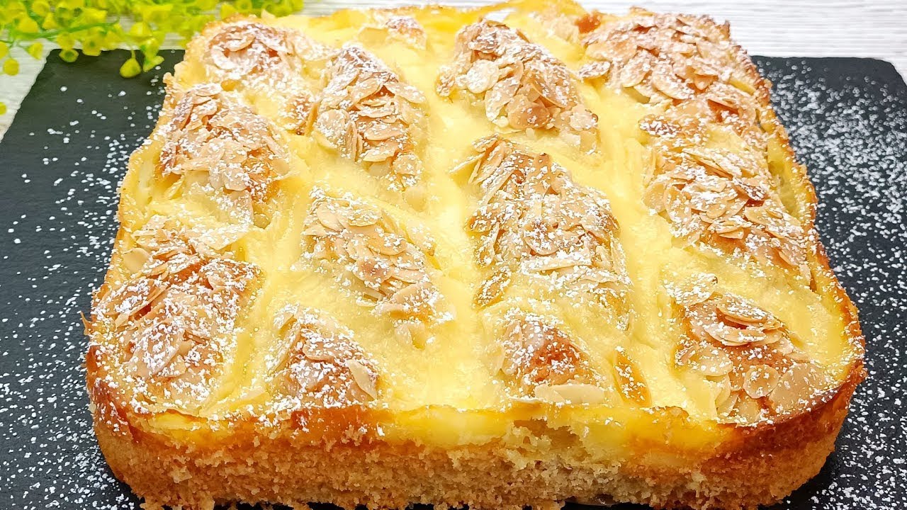Яблочный пирог с кремом, который тает во рту. Простой и вкусный рецепт.
