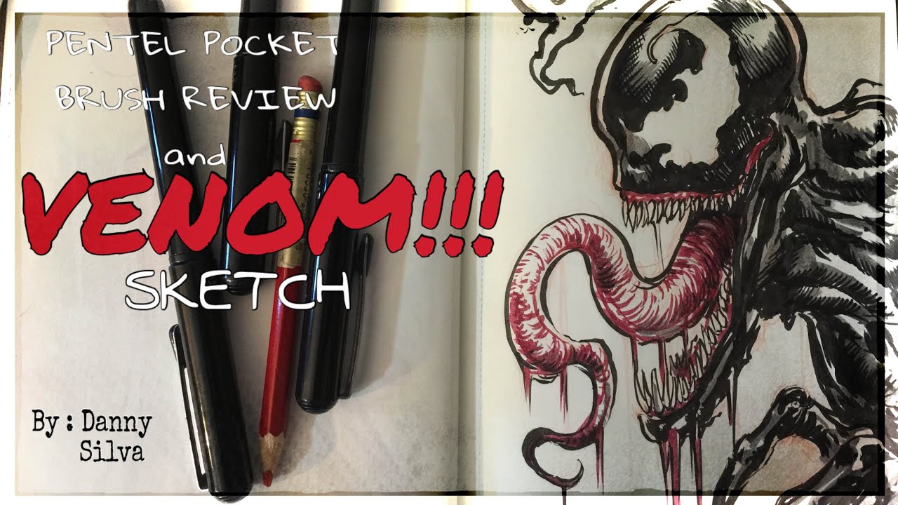 Pentel Pocket Brush Review & Venom Sketch!
