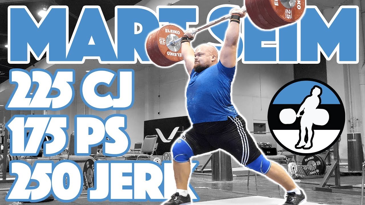 Mart Seim Heavy Training (225kg C&J + 175kg Power Snatch + 250kg Pause Jerk) - 2017 WWC [4k 60]
