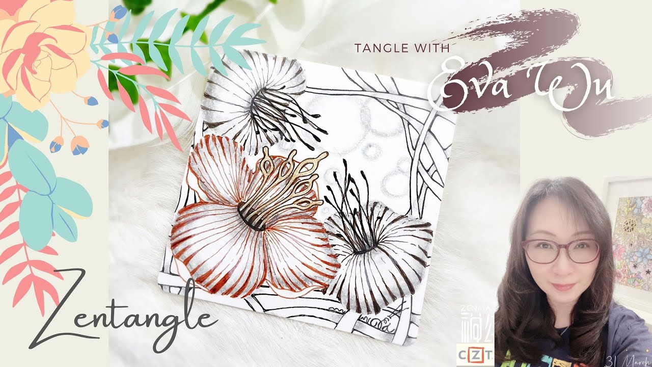 Zentangle 禪繞畫 #1578 How to draw #pangea #mrth variation by Eva Wu 禅绕画 ゼンタングル ZIA