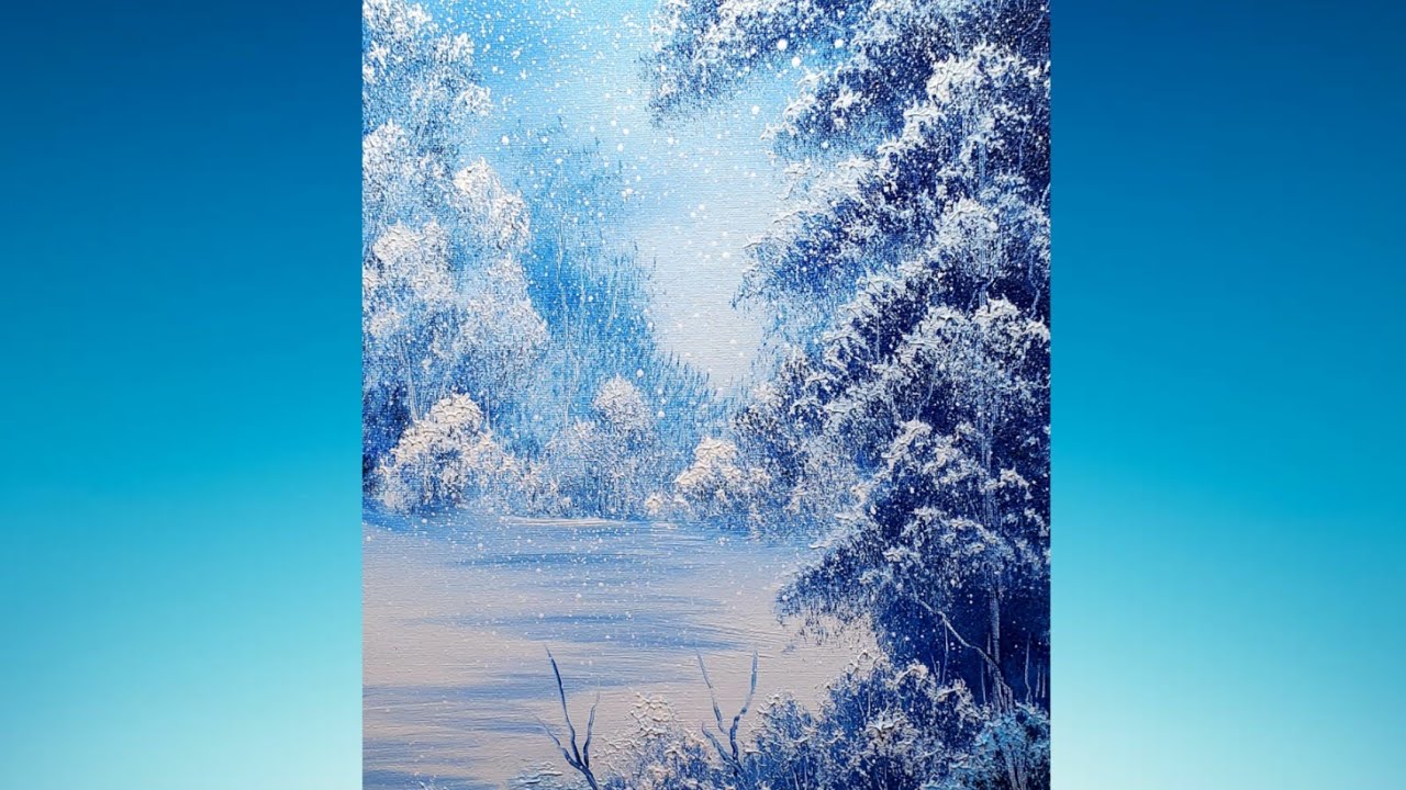 Bob Ross Style Oil Winter Painting by Certified Instructor