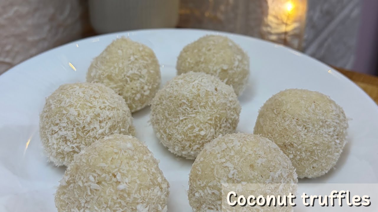 Coconut Truffles - No Fire Coconut Almond Truffles | Easy 4-Ingredient No-Cook Sweet Recipe